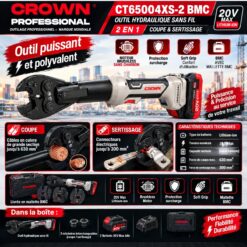 Pince Hydraulique 2 en 1 (Coupe & Sertissage) CROWN 20V Max CT65004XS-2