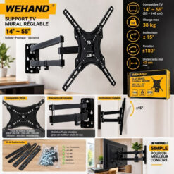 Alternative view of Support TV mural réglable 14" - 55" WEHAND