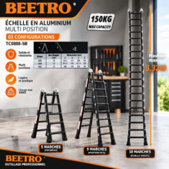 Echelle en Aluminium Multi Position 05 marches BEETRO TC0888-5B
