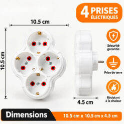 Alternative view of Fiche Voleuse Multiprise Murale 4 Prises FERELEC